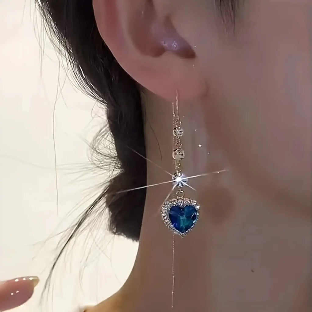 Iridescent Heart Chain Earrings
