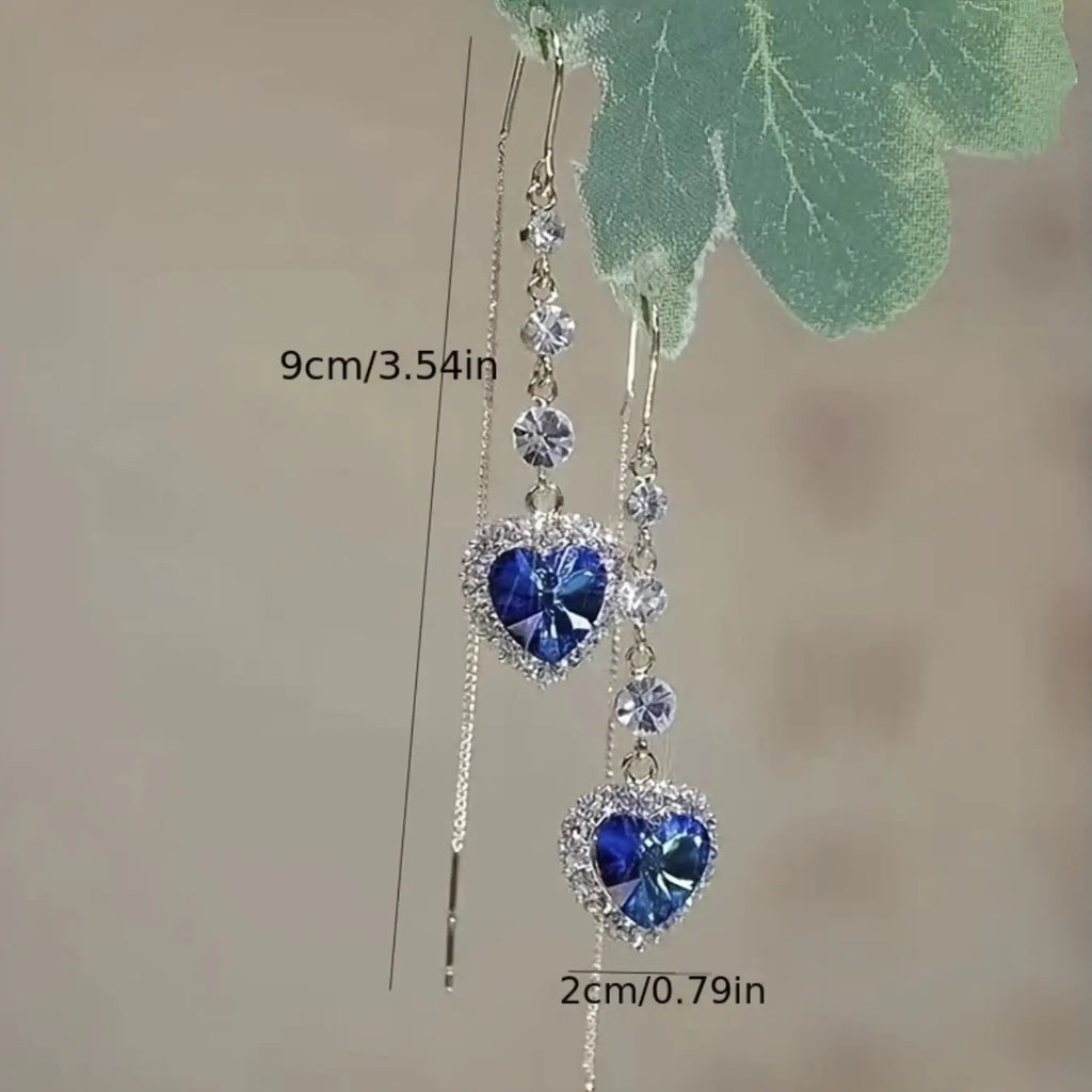 Iridescent Heart Chain Earrings