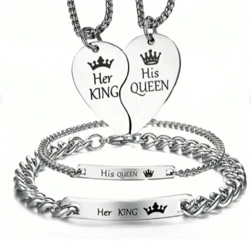 4PC Heart Couple Jewelry Set