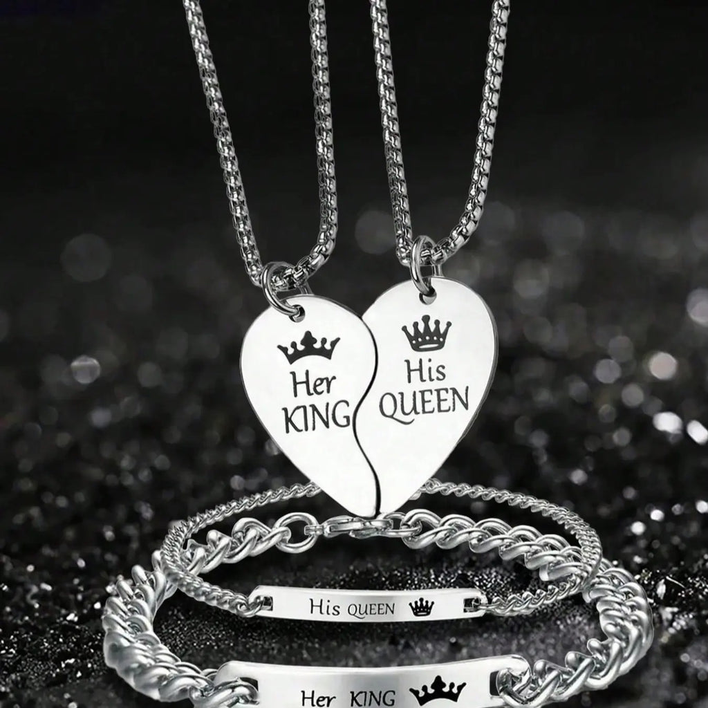 4PC Heart Couple Jewelry Set