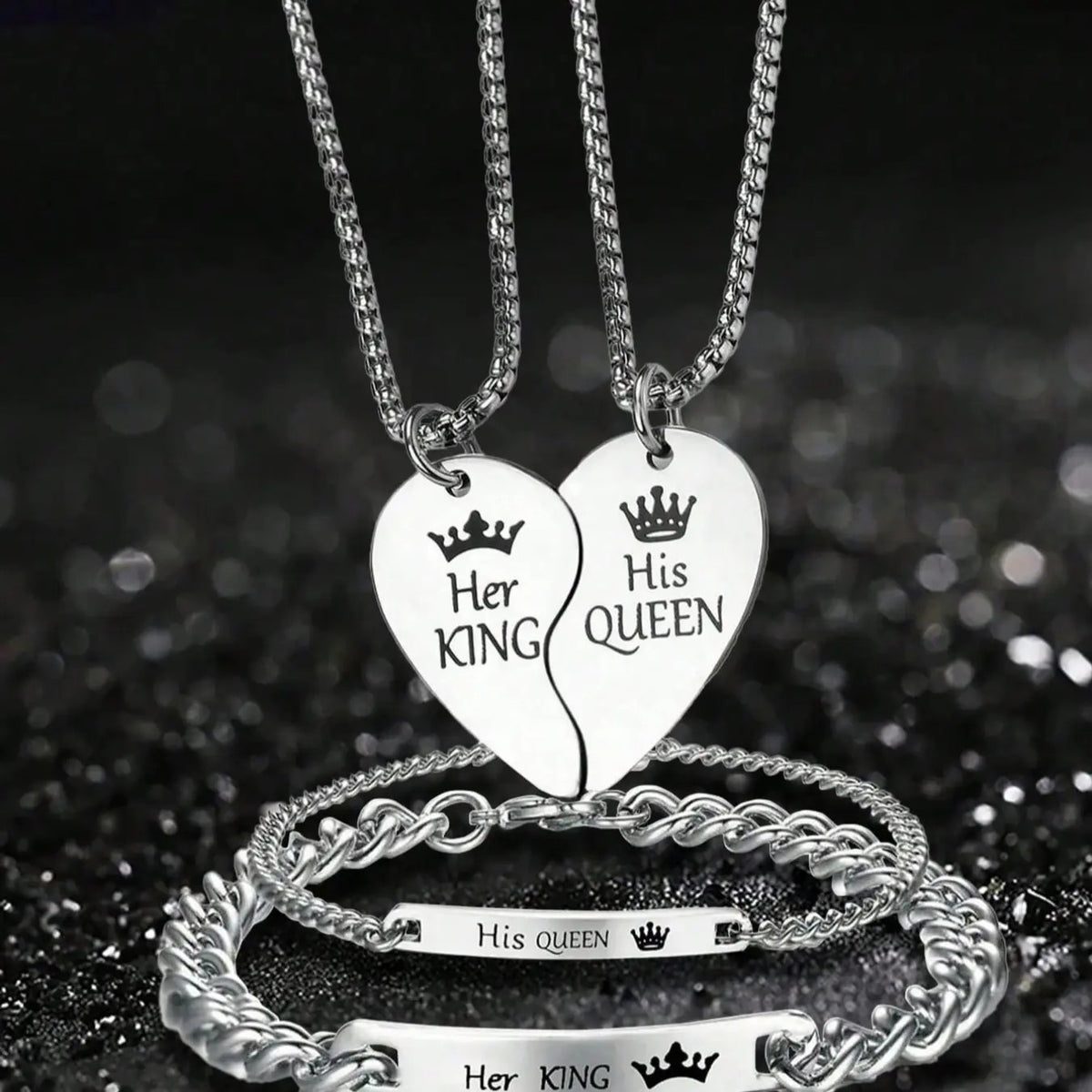 4PC Heart Couple Jewelry Set