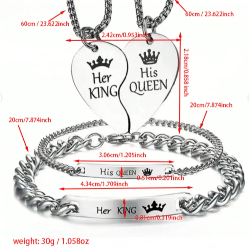 4PC Heart Couple Jewelry Set
