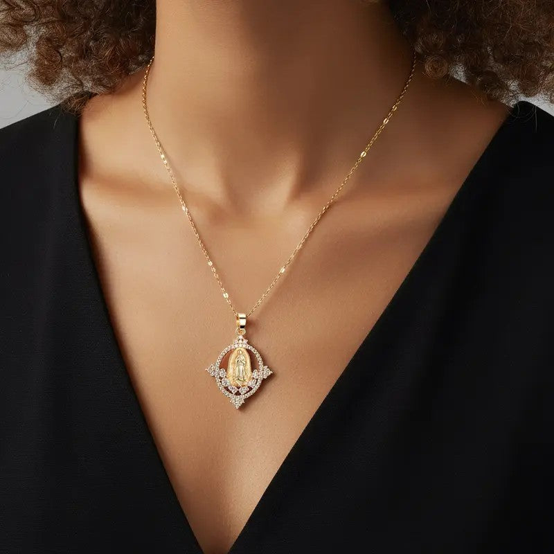 14k Elegant Virgin Mary Necklace
