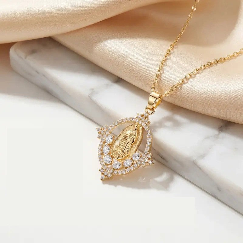 14k Elegant Virgin Mary Necklace