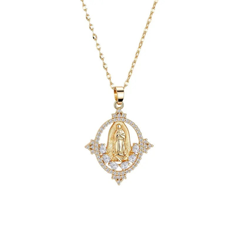 14k Elegant Virgin Mary Necklace