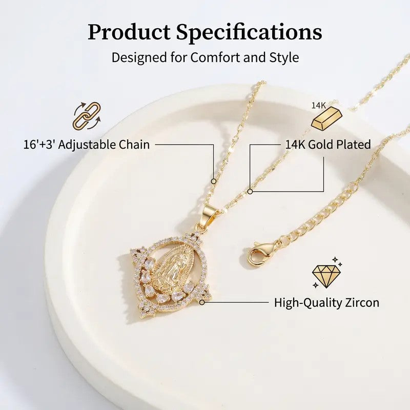 14k Elegant Virgin Mary Necklace