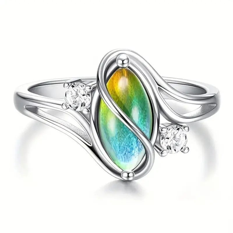 Vintage Iridescent Oval Ring