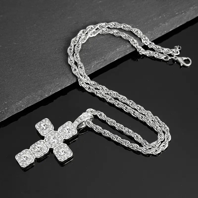 Iced Cross Tennis Necklace
