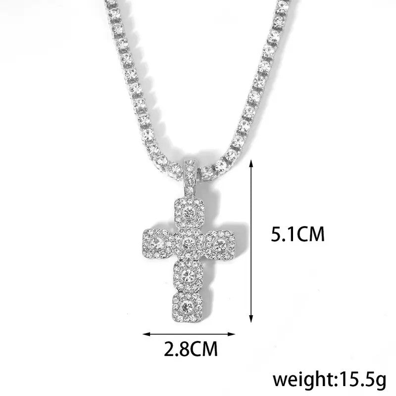Iced Cross Tennis Necklace