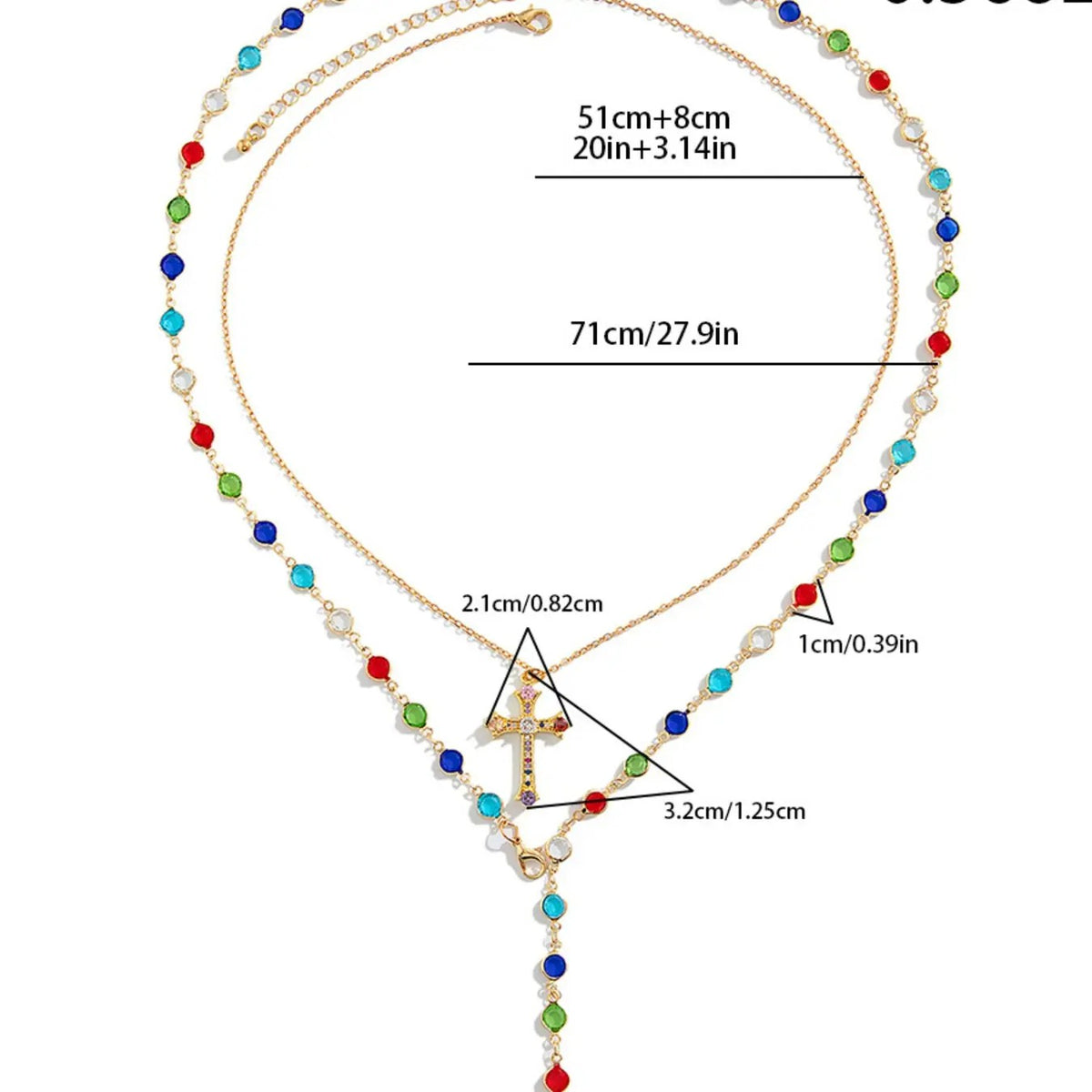 2PC Colorful Cross Necklace Set