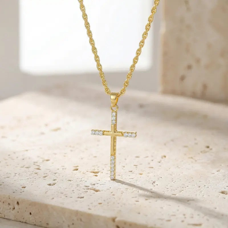 18k Elegant Cross Necklace