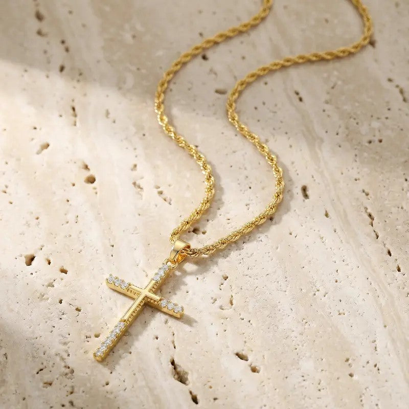 18k Elegant Cross Necklace