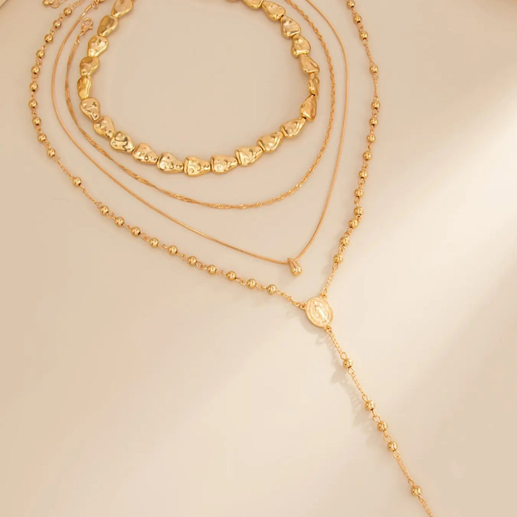 4PC 18k Layered Pendant Necklace Set