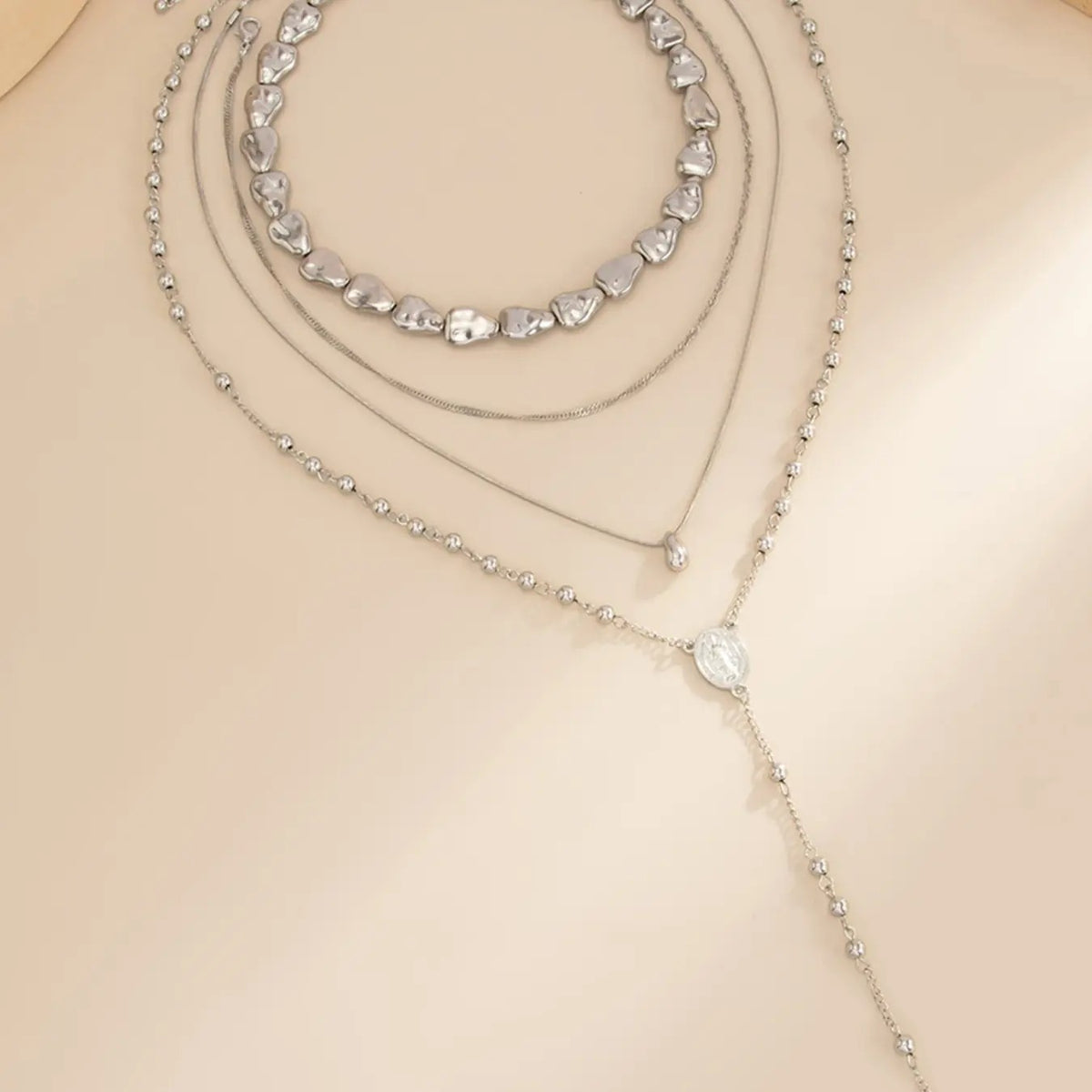 4PC 18k Layered Pendant Necklace Set