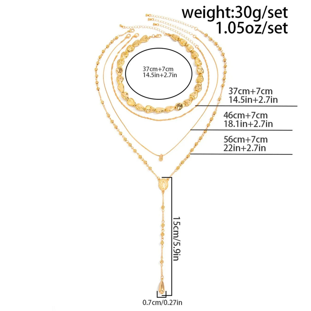 4PC 18k Layered Pendant Necklace Set