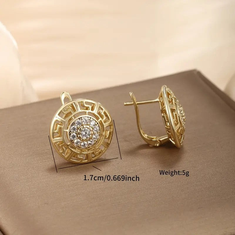 18k Geometric Round Earrings