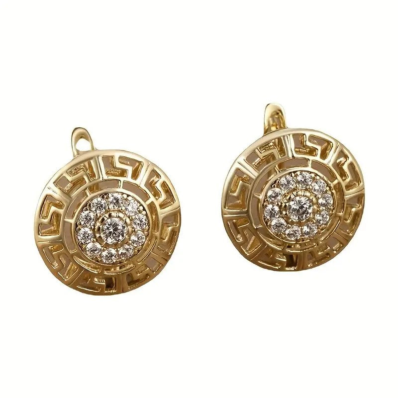 18k Geometric Round Earrings