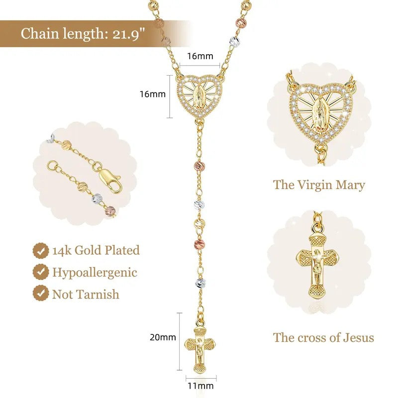 18k Elegant Heart Cross Necklace