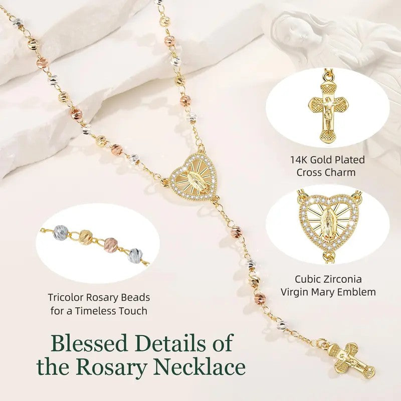 18k Elegant Heart Cross Necklace