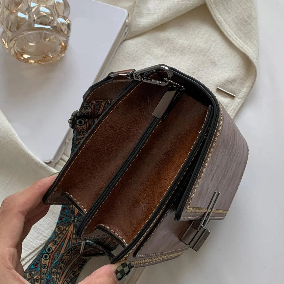 Retro Woven Strap Crossbody Bag