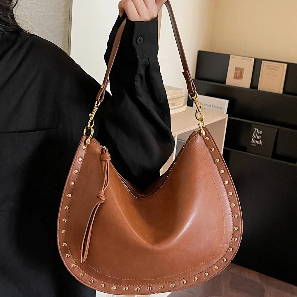 Vintage Studded Hobo Bag