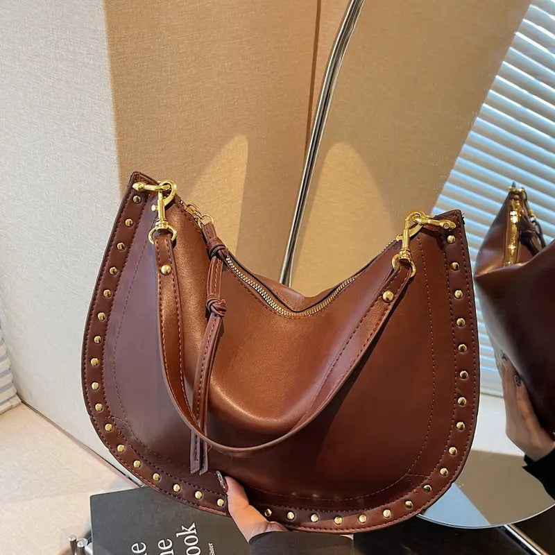 Vintage Studded Hobo Bag