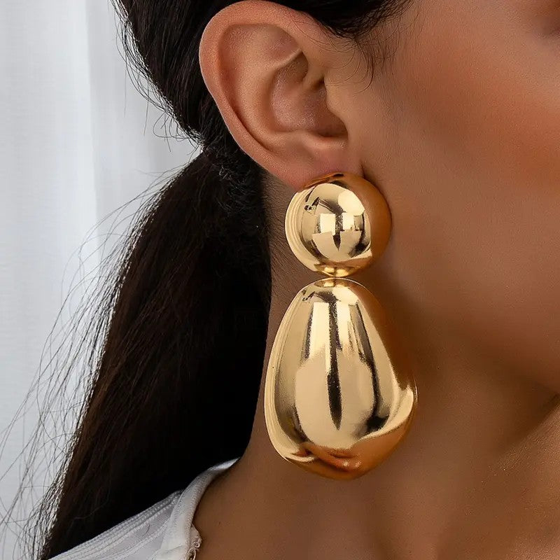 18k Geometric Drop Earrings