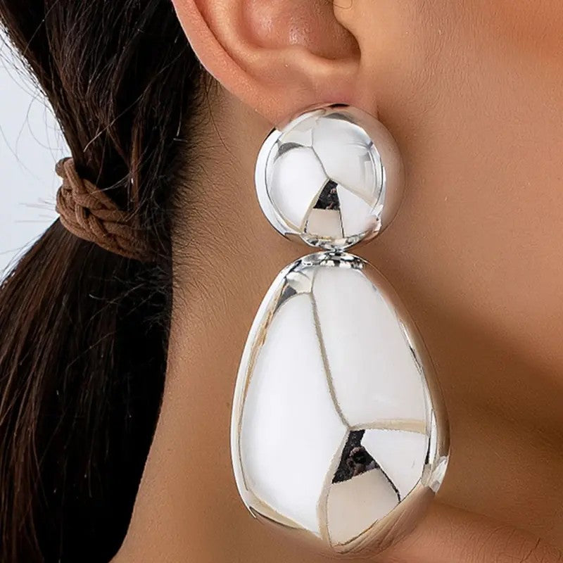 18k Geometric Drop Earrings