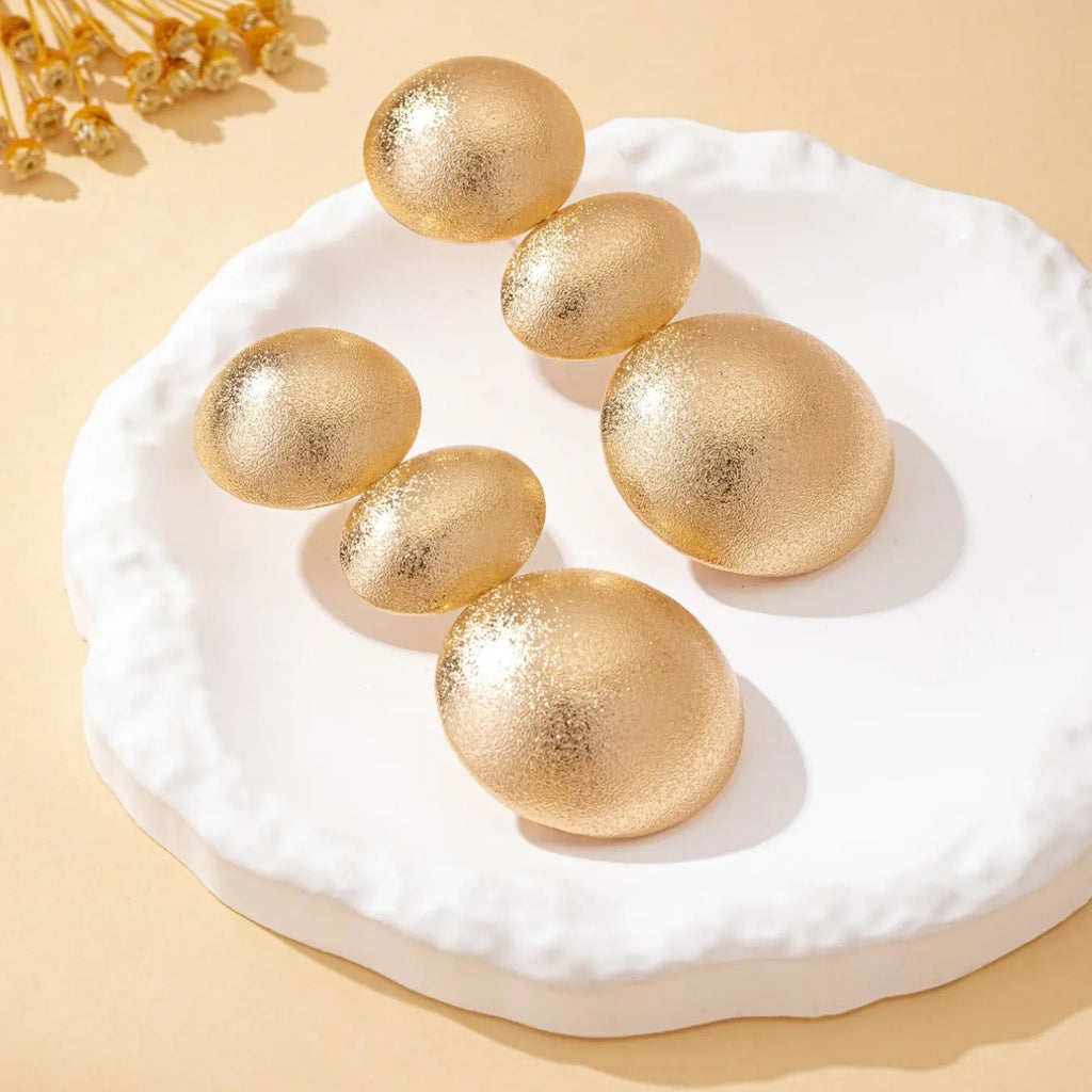 18k Boho Triple Sphere Earrings