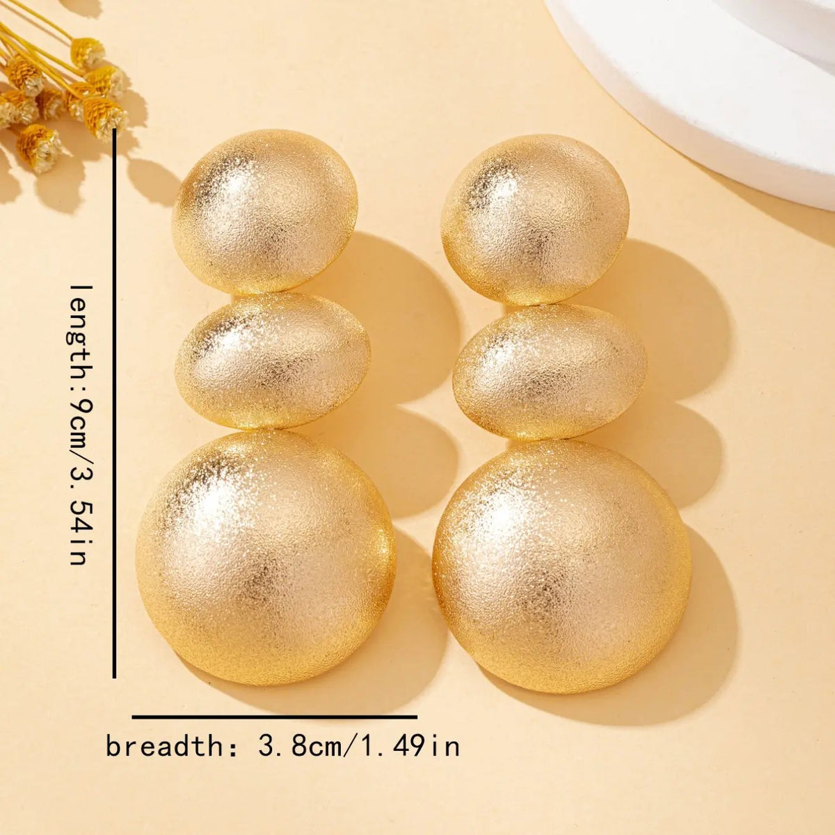 18k Boho Triple Sphere Earrings