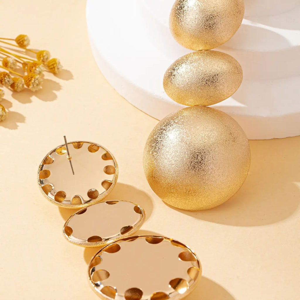18k Boho Triple Sphere Earrings