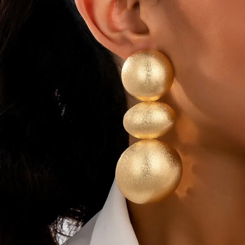18k Boho Triple Sphere Earrings