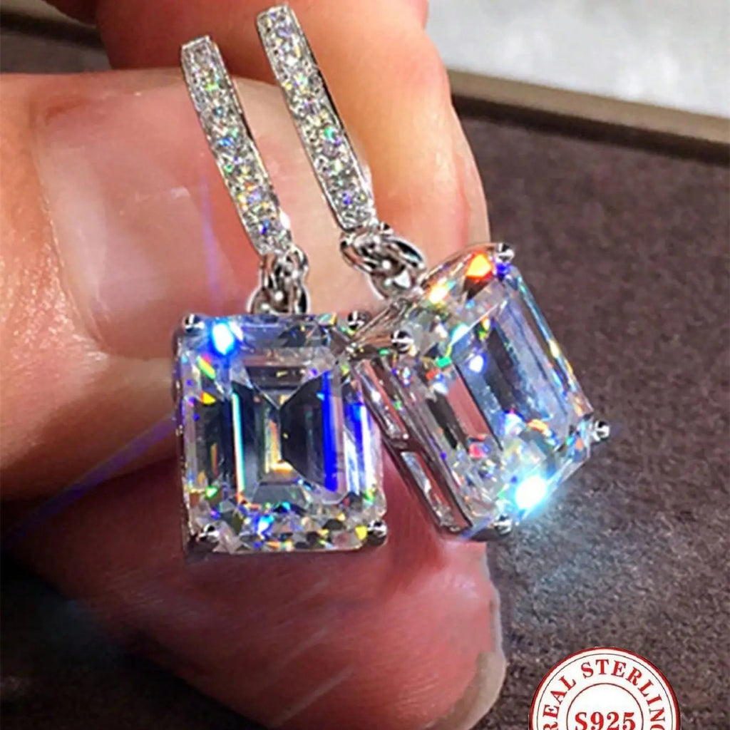 Iridescent Emerald Cut Drop Earrings