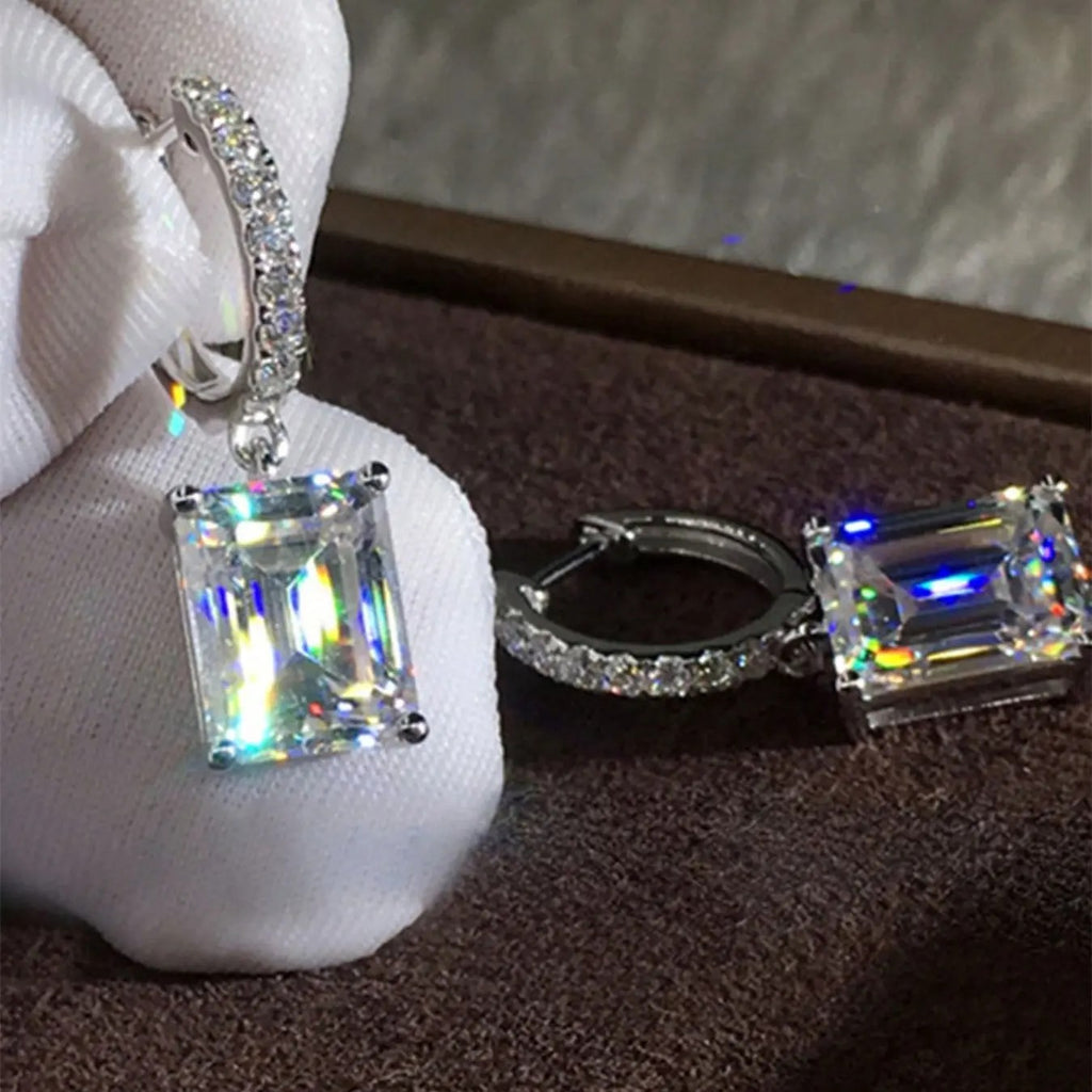 Iridescent Emerald Cut Drop Earrings
