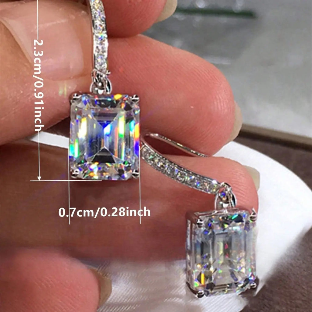 Iridescent Emerald Cut Drop Earrings