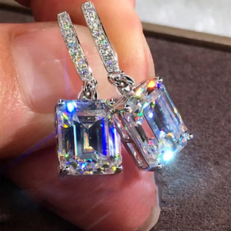 Iridescent Emerald Cut Drop Earrings