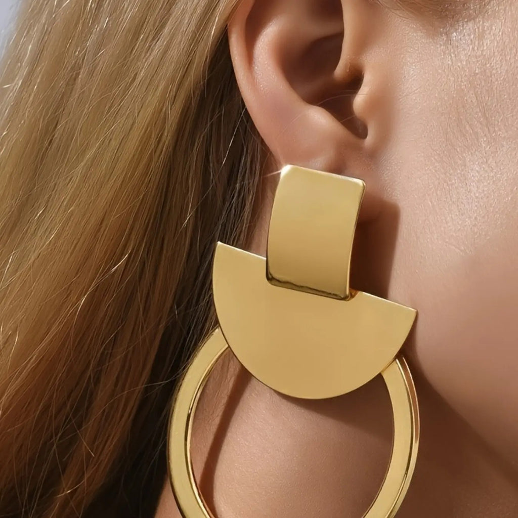 18k Geometric Arch Drop Earrings