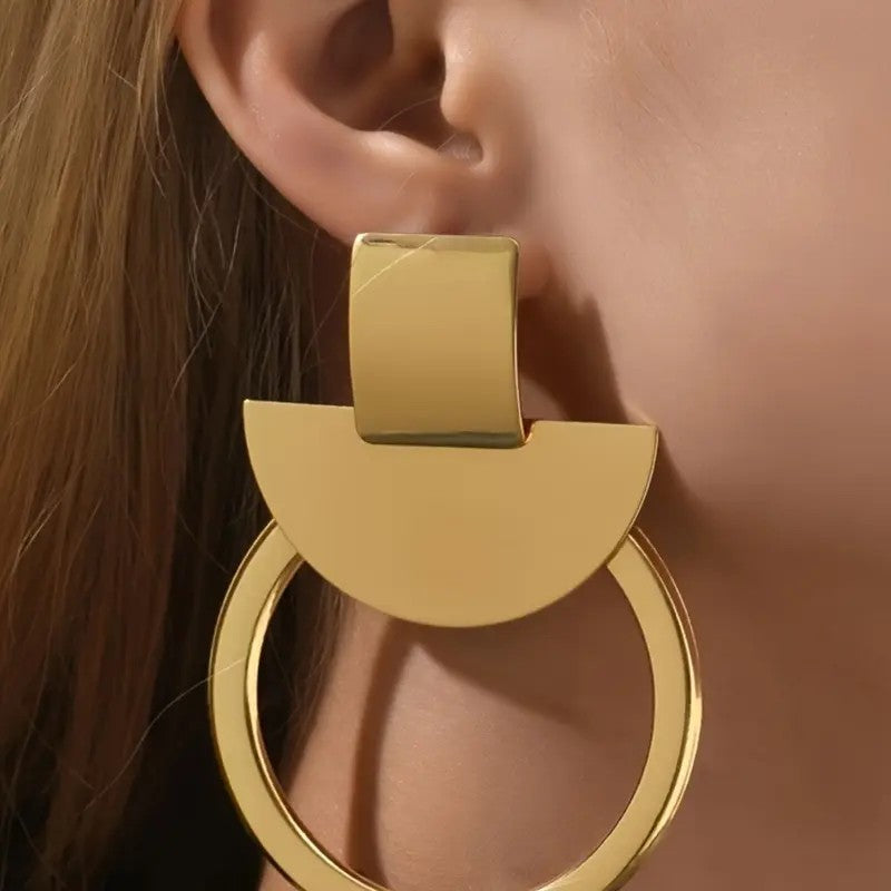18k Geometric Arch Drop Earrings