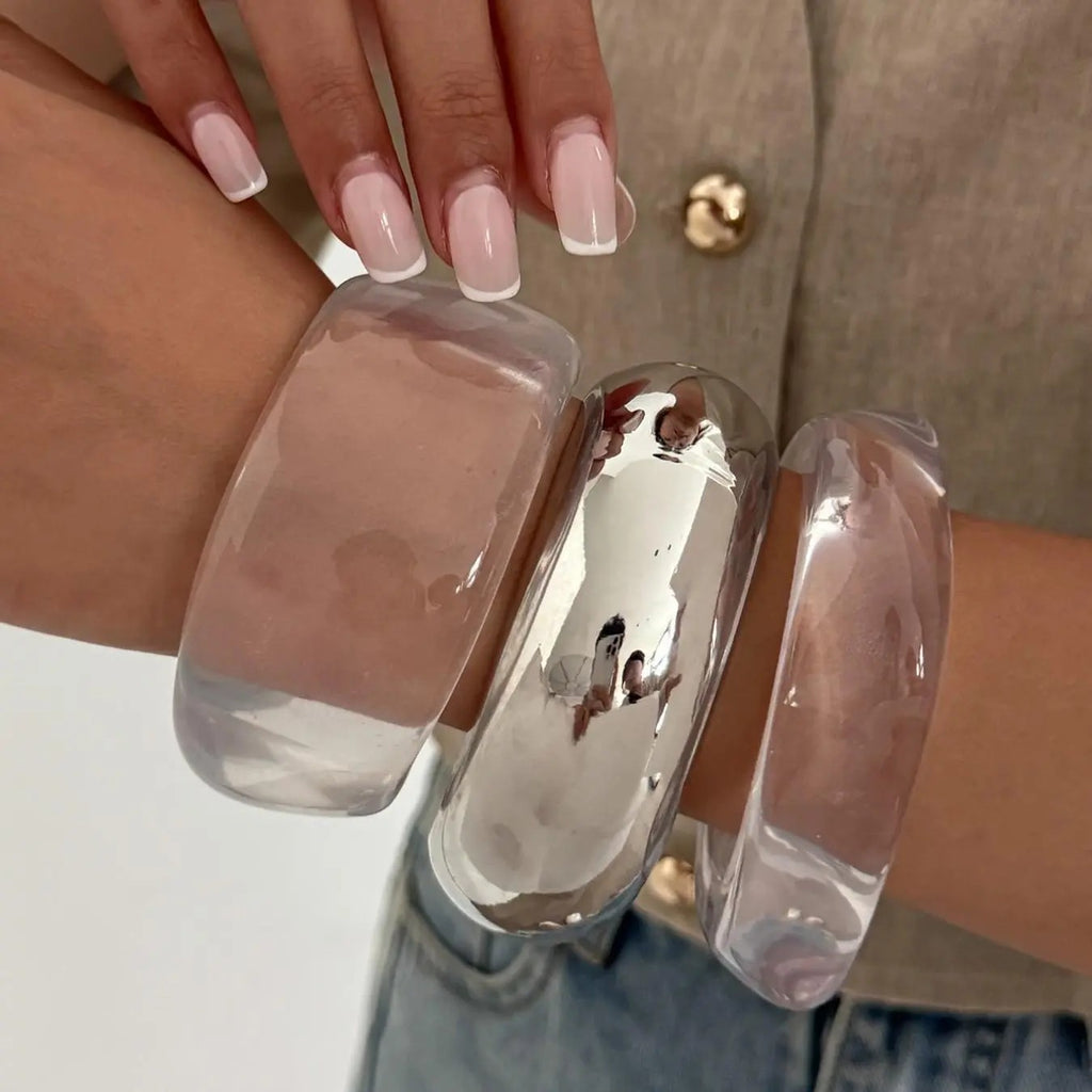 3PC Minimal Resin Cuff Bracelet Set