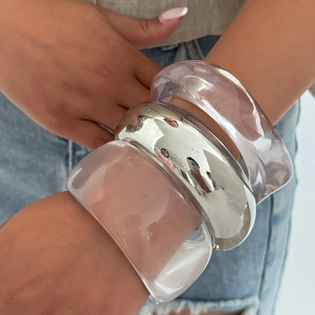 3PC Minimal Resin Cuff Bracelet Set