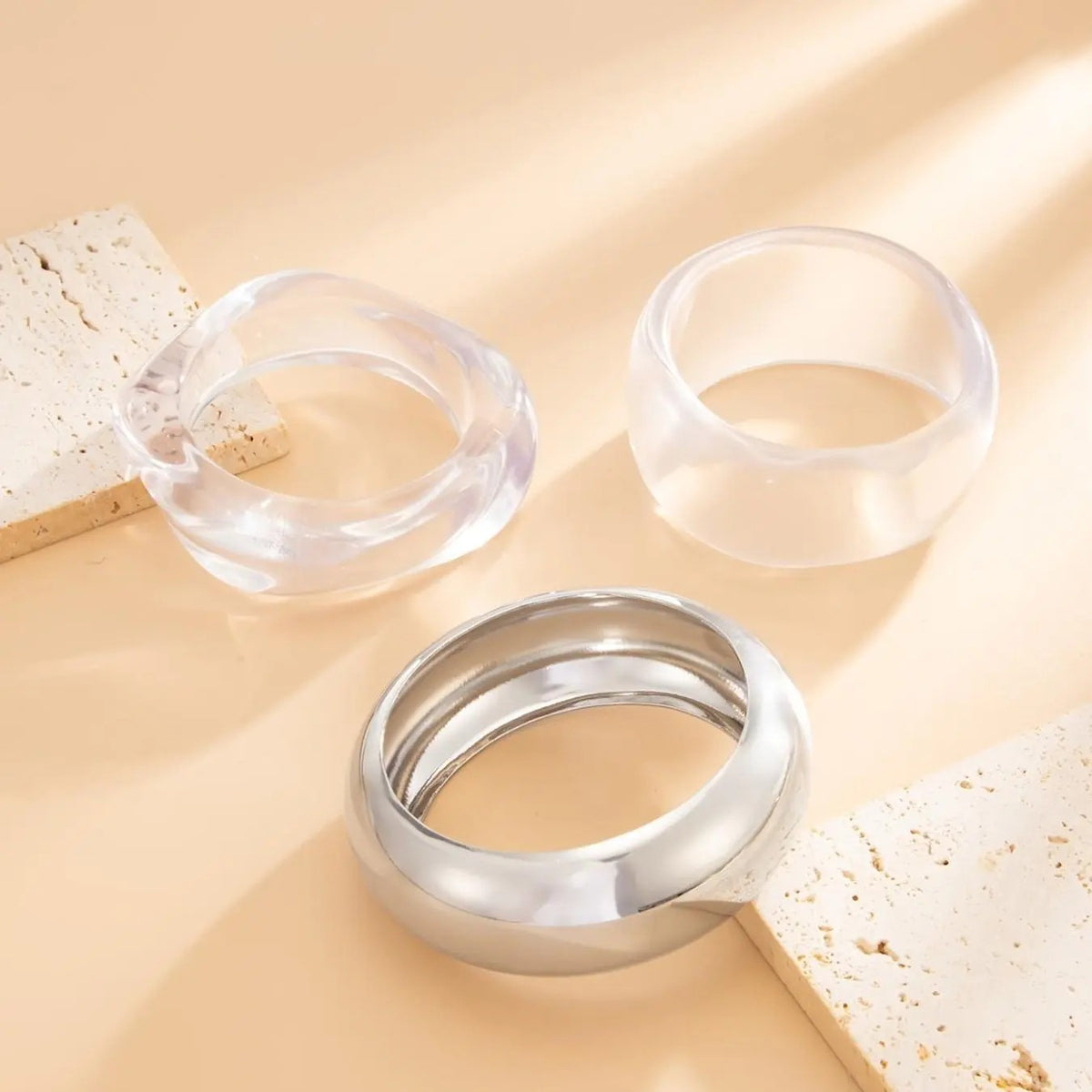 3PC Minimal Resin Cuff Bracelet Set