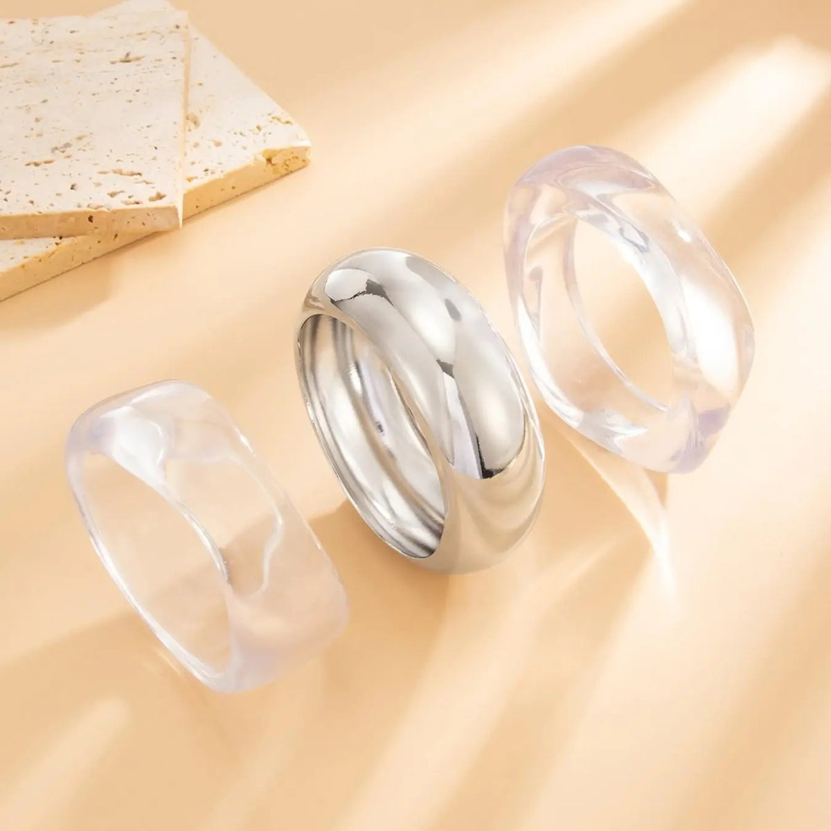 3PC Minimal Resin Cuff Bracelet Set