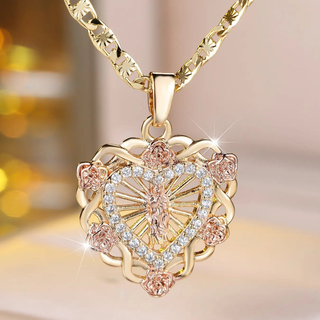 18k Elegant Heart Pendant Necklace