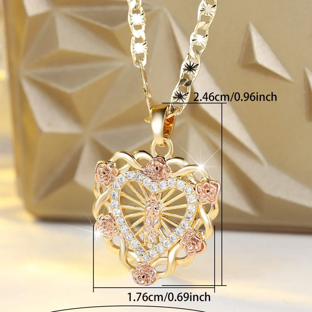 18k Elegant Heart Pendant Necklace