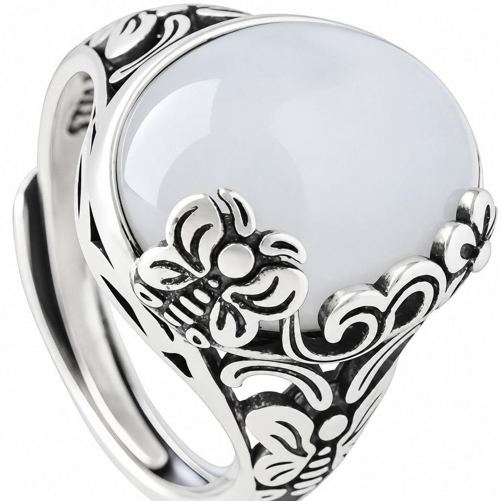 Vintage White Stone Flower Ring