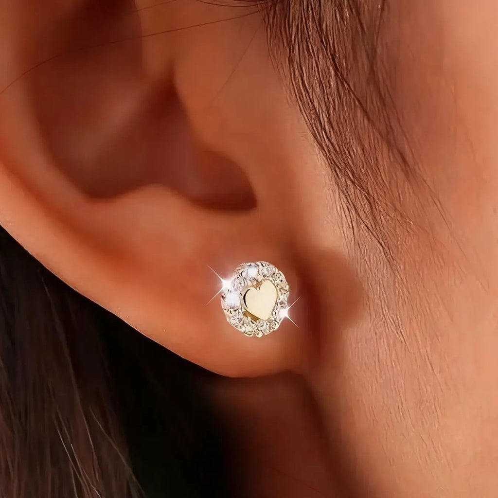 18k Elegant Heart Stud Earrings
