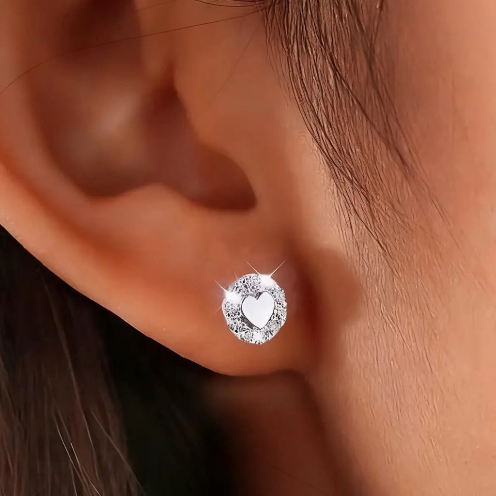 18k Elegant Heart Stud Earrings