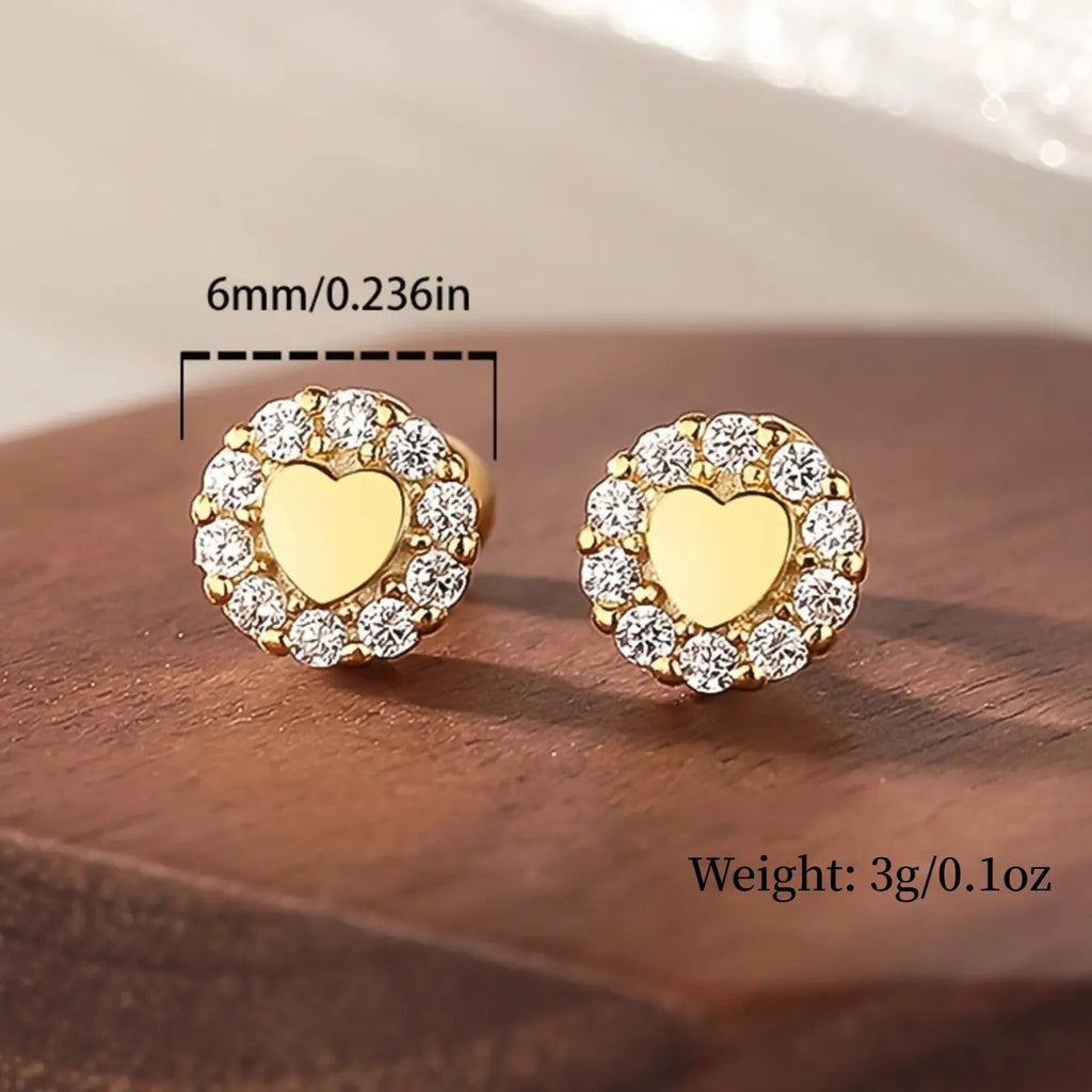 18k Elegant Heart Stud Earrings