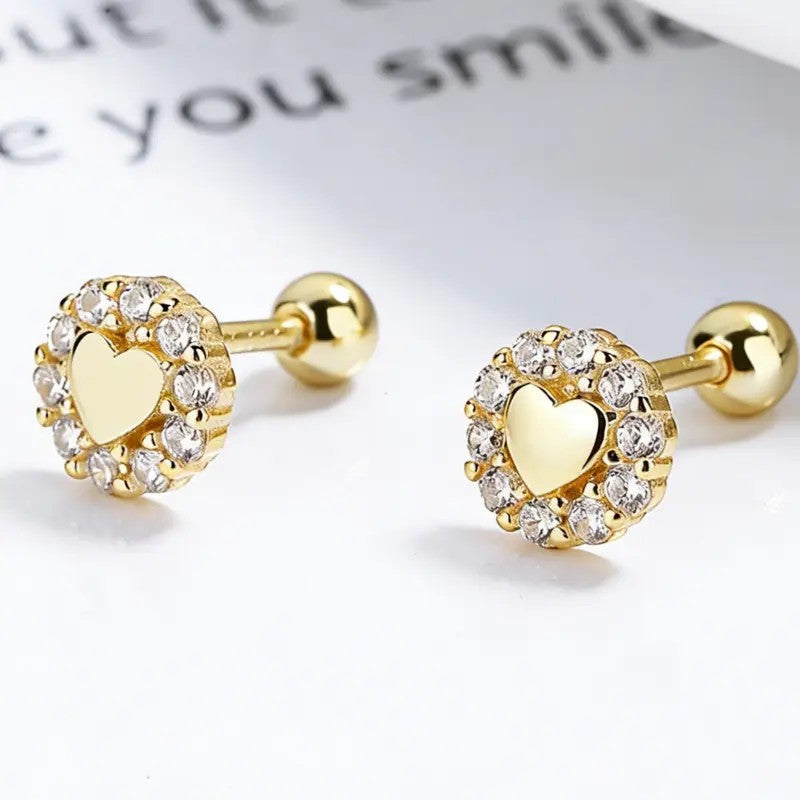 18k Elegant Heart Stud Earrings
