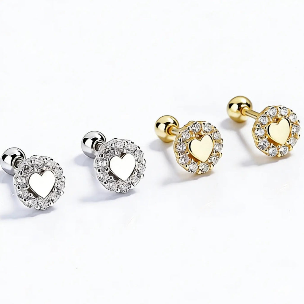 18k Elegant Heart Stud Earrings